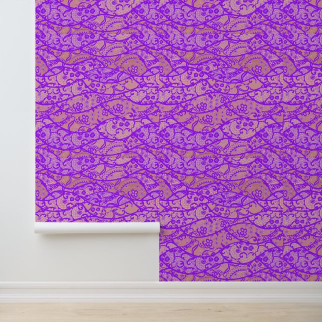 Faux Paarse kanten visnet aangepaste kleur Behang (Applicatie)