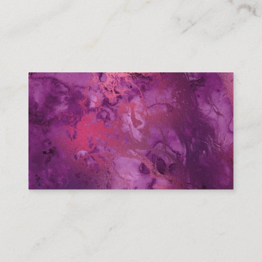 Faux Paarse Marble en Rhinestone Mode Blogger Visitekaartje (Achterkant)