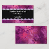 Faux Paarse Marble en Rhinestone Mode Blogger Visitekaartje (Voorkant / Achterkant)