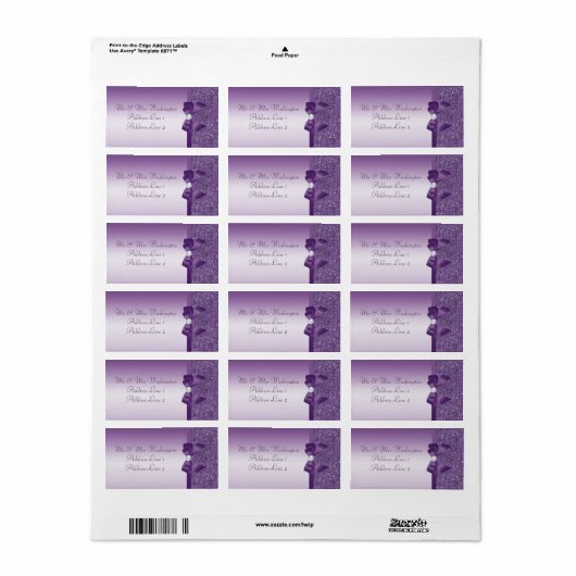 Faux Paarse pailletten Bow Diamond Etiket (Full Sheet)