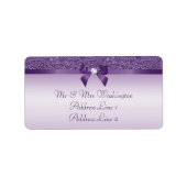 Faux Paarse pailletten Bow Ribbon Diamond Etiket (Voorkant)