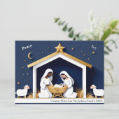 Faux Papercraft Peace & Joy Nativity Christmas Feestdagenkaart (Staand voorkant)