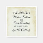 Faux Parchment Elegant Wedding Paper Servet (Voorkant)