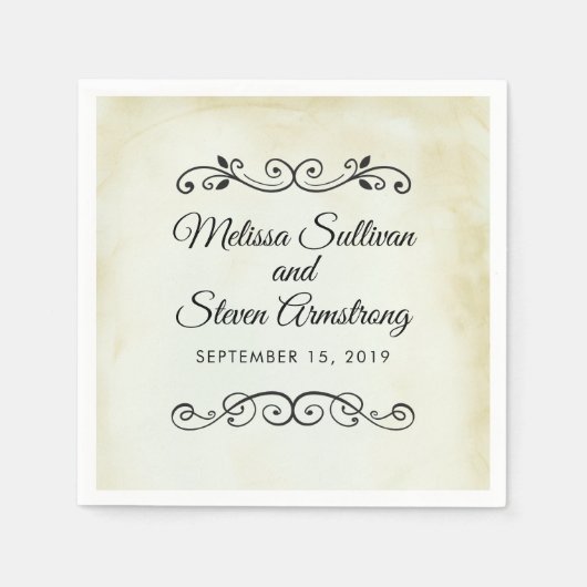 Faux Parchment Elegant Wedding Paper Servet (Voorkant)