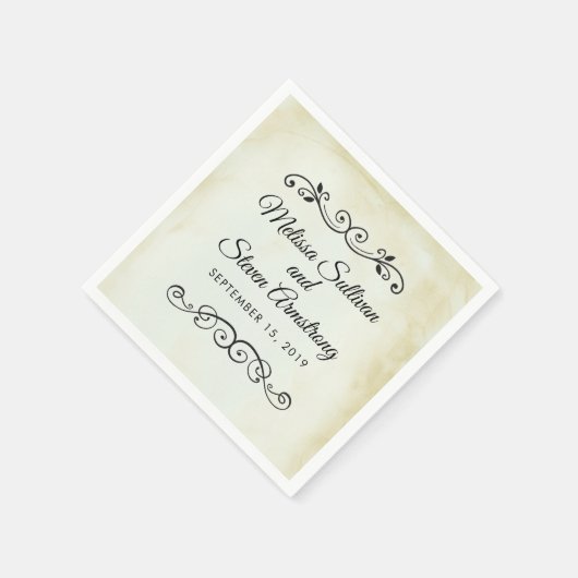Faux Parchment Elegant Wedding Paper Servet (Hoek)