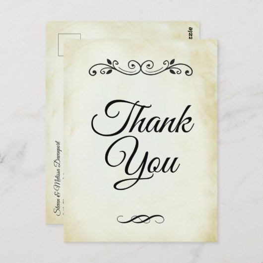 Faux  parchment Simple & Elegant Hartelijk dank Briefkaart (Voorkant / Achterkant)