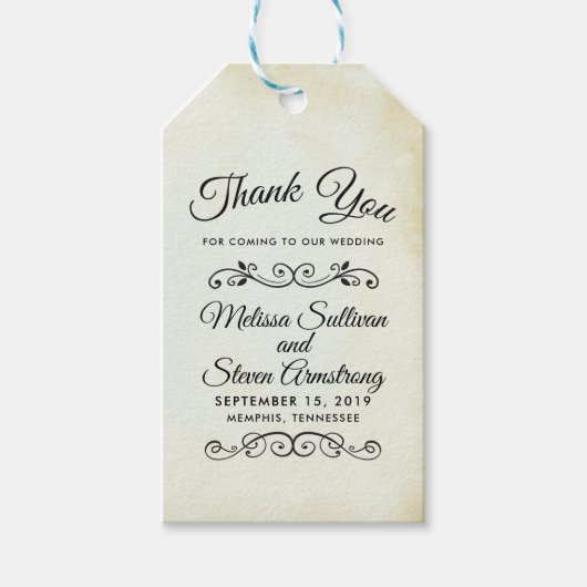 Faux Parchment Simple & Elegant Wedding Cadeaulabel (Voorkant)