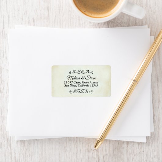 Faux  Parchment Simple & Elegant Wedding Etiket (Insitu)