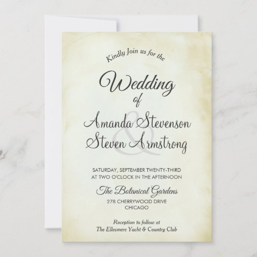 Faux parchment Simple & Elegant Wedding Kaart (Voorkant)