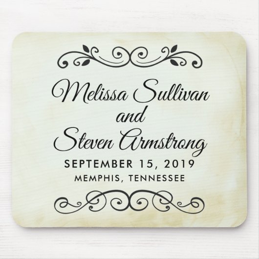 Faux  Parchment Simple & Elegant Wedding Muismat (Voorkant)