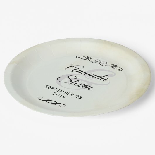 Faux Parchment Simple & Elegant Wedding Papieren Bordje (Gekanteld)