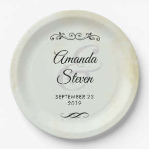 Faux  Parchment Simple & Elegant Wedding Papieren Bordje