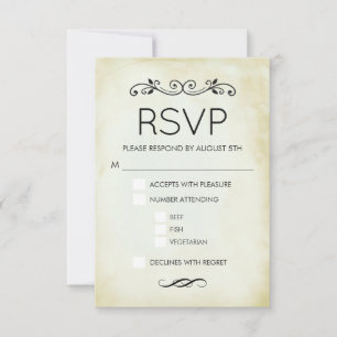 Faux  Parchment Simple Elegant Wedding RSVP