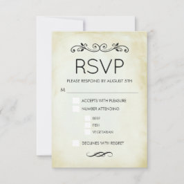 Faux  Parchment Simple Elegant Wedding RSVP Kaartje