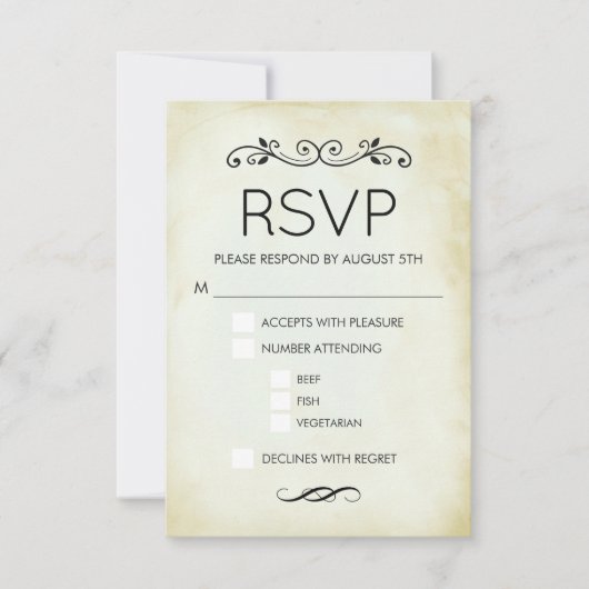 Faux  Parchment Simple Elegant Wedding RSVP Kaartje (Voorkant)