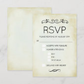 Faux  Parchment Simple Elegant Wedding RSVP Kaartje (Voorkant / Achterkant)