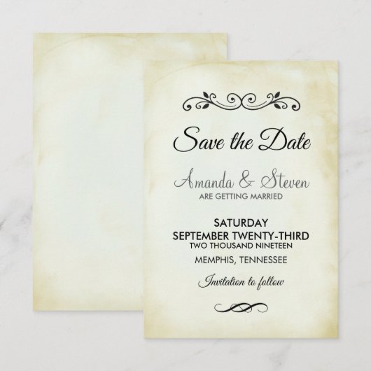 Faux  parchment Simple & Elegant Wedding Save The Date (Voorkant / Achterkant)