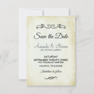 Faux  parchment Simple & Elegant Wedding Save The Date