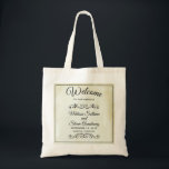 Faux  Parchment Simple & Elegant Wedding Tote Bag<br><div class="desc">Een canvas tas met een eenvoudig maar elegant ontwerp. Reeks op een crèmekleurig,   uitziend afbeelding van perkamentpapier. Zacht bruine randen geven het een chic ouderwets vibe. Fancy -kijkt decoratieve dividers met uw gepersonaliseerde tekst tussenin.</div>