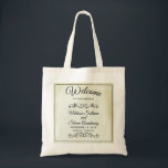 Faux Parchment Simple & Elegant Wedding Tote Bag<br><div class="desc">Een canvas tas met een eenvoudig maar elegant ontwerp. Reeks op een crèmekleurig, uitziend afbeelding van perkamentpapier. Zacht bruine randen geven het een chic ouderwets vibe. Fancy -kijkt decoratieve dividers met uw gepersonaliseerde tekst tussenin.</div>