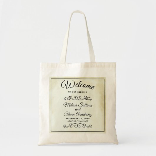 Faux  Parchment Simple & Elegant Wedding Tote Bag (Voorkant)