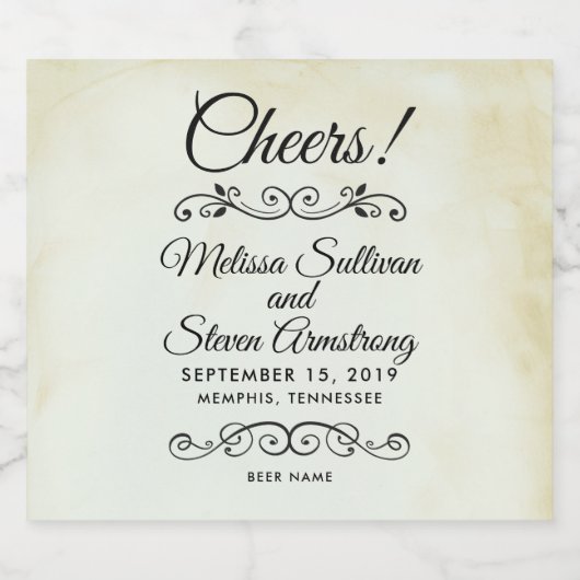 Faux  Parchment Western Style Wedding Bier Etiket (Enkel label)