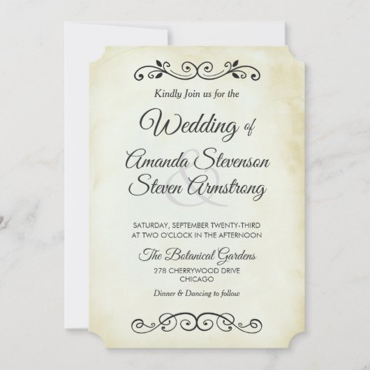 Faux  Parchment Western Style Wedding Kaart (Voorkant)