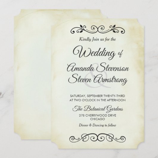 Faux  Parchment Western Style Wedding Kaart (Voorkant / Achterkant)
