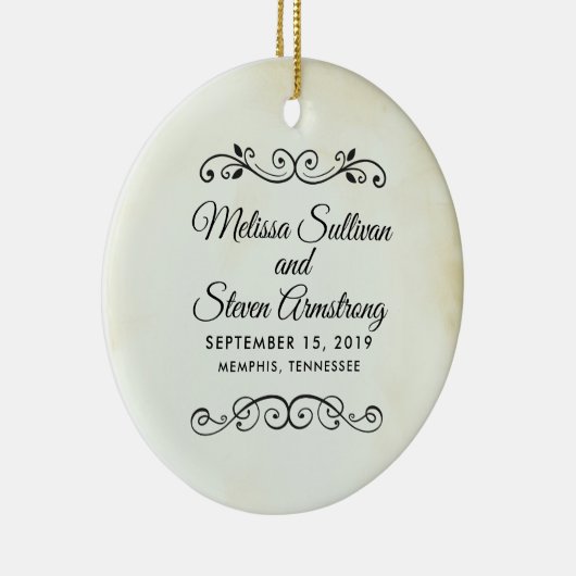 Faux  Parchment Western Style Wedding Keramisch Ornament (Rechts)