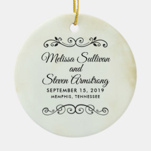 Faux  Parchment Western Style Wedding Keramisch Ornament