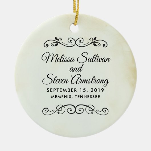 Faux  Parchment Western Style Wedding Keramisch Ornament (Voorkant)