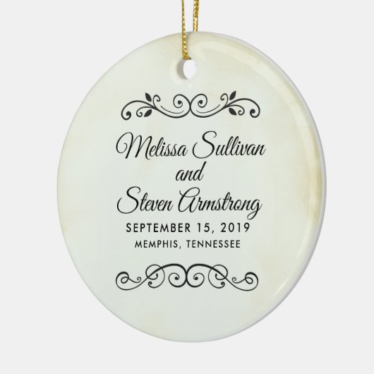 Faux Parchment Western Style Wedding Keramisch Ornament (Links)