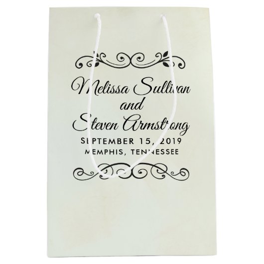 Faux  Parchment Western Style Wedding Medium Cadeauzakje (Voorkant)