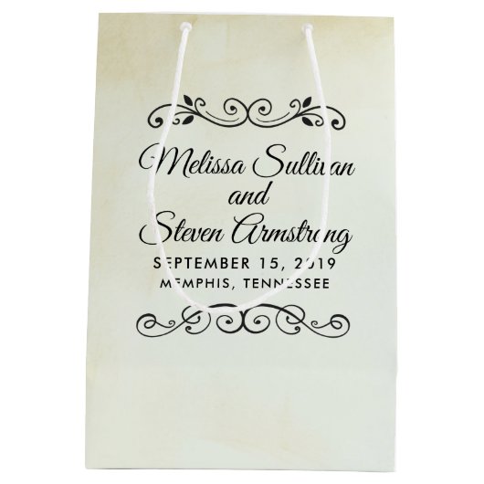 Faux  Parchment Western Style Wedding Medium Cadeauzakje (Achterkant)