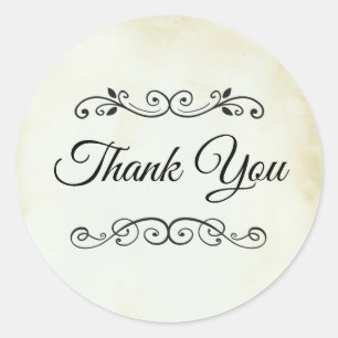 Faux  Parchment Westerne Style Dank u Ronde Sticker