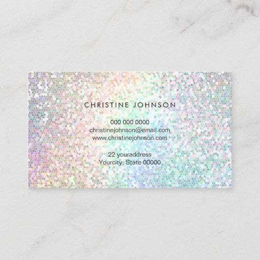 FAUX parelmoerregenboogpailletten Visitekaartje (Achterkant)
