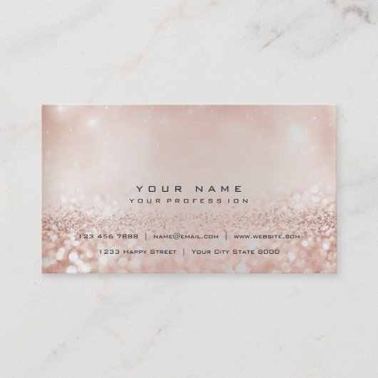 Faux Parly Pink Gold Glitter Silver Visitekaartje (Voorkant)