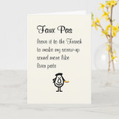 Faux Pas, een grappig apologie gedicht Kaart (Gele Bloem)