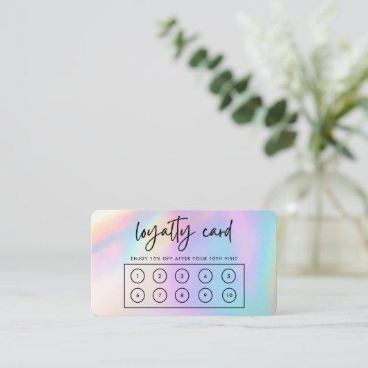 Faux Pastel Holographic Custom Loyalty Kaart Visitekaartje (Staand voorkant)