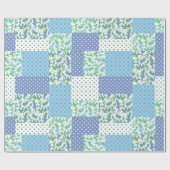 Faux Patchwork Blauw Groen Wit Sneeuwdruppelpatroo Cadeaupapier (Vlak)