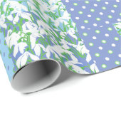 Faux Patchwork Blauw Groen Wit Sneeuwdruppelpatroo Cadeaupapier (Rol Hoek)