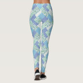  Faux Patchwork Blue Green Snowdrop Patroon Leggings (Achterkant)