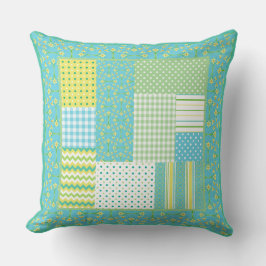Faux-patchwork Checks, Polkas, Stripes Kussen