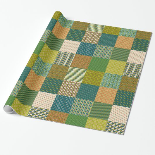 Faux Patchwork, Earth Colors: inpakpapier (Uitgerold)