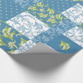 Faux Patchwork Giftwrap: Lily of the Valley, Blue Cadeaupapier (Hoek)