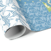 Faux Patchwork Giftwrap: Lily of the Valley, Blue Cadeaupapier (Rol Hoek)