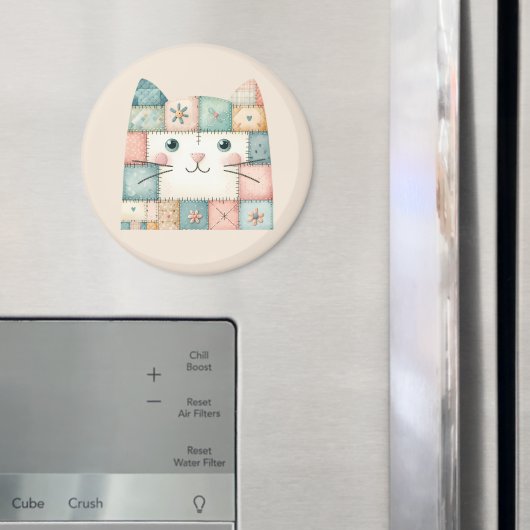 Faux Patchwork Pastel Cottage Kitty Face Magneet (Insitu (Koelkast))