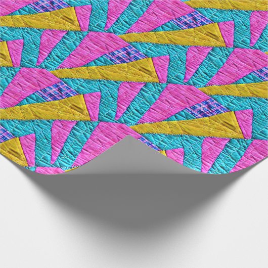 Faux Patchwork Quilt Boho Folk Art geïnspireerd Cadeaupapier (Hoek)