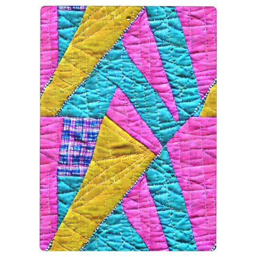 Faux Patchwork Quilt Boho Folk Art geïnspireerd Klembord (Achterkant)