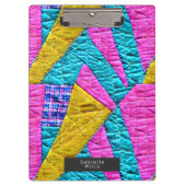 Faux Patchwork Quilt Boho Folk Art geïnspireerd Klembord (Voorkant)